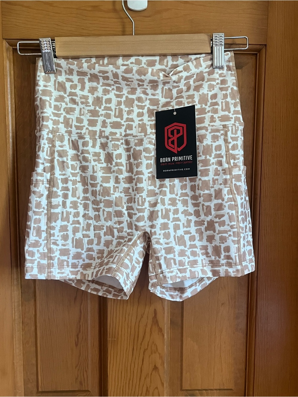 Born Primitive Beige Printed High-Rise Bike Shorts